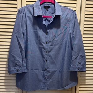 Lands' End Women’s Casual Blue Button Down Shirt - Size 14 NWOT